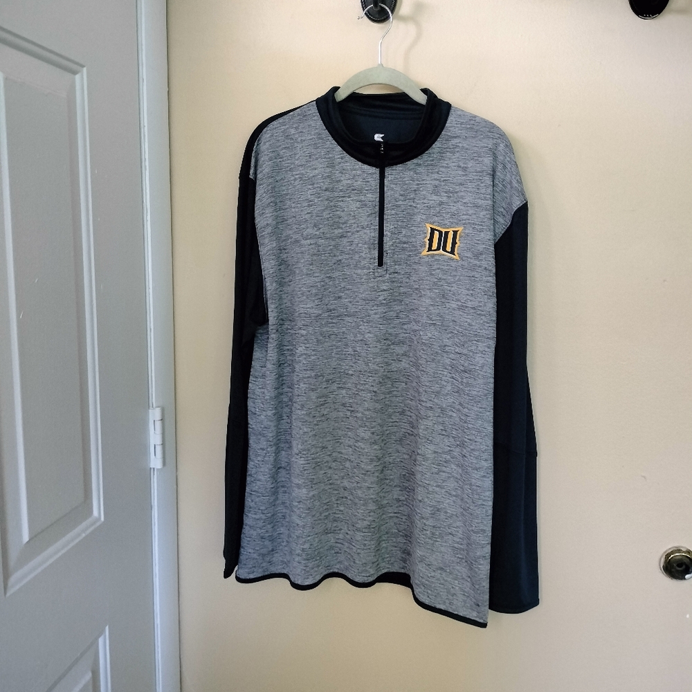 Drexel Dragon Mens Colosseum Gray Navy Quarter-Zip Long Sleeve Shirt XL College